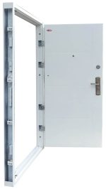 Fehér Modern mintás HiSec acél biztonsági bejárati ajtó