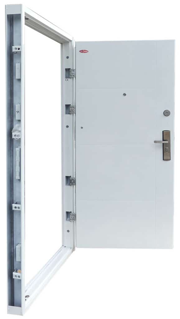 Fehér Modern mintás HiSec acél biztonsági bejárati ajtó