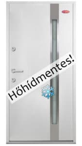 Fehér kültéri acél HiSec bejárati ajtó, hőszigetelt üvegbetéttel
